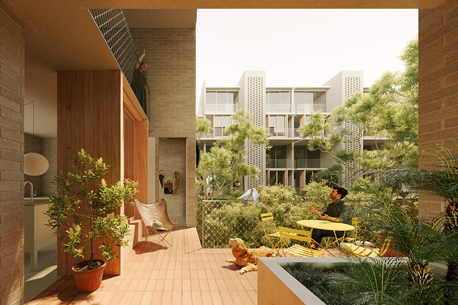 Open views from living spaces and private balconies facilitate natural surveillance. Image source: Andrew Burges Architects