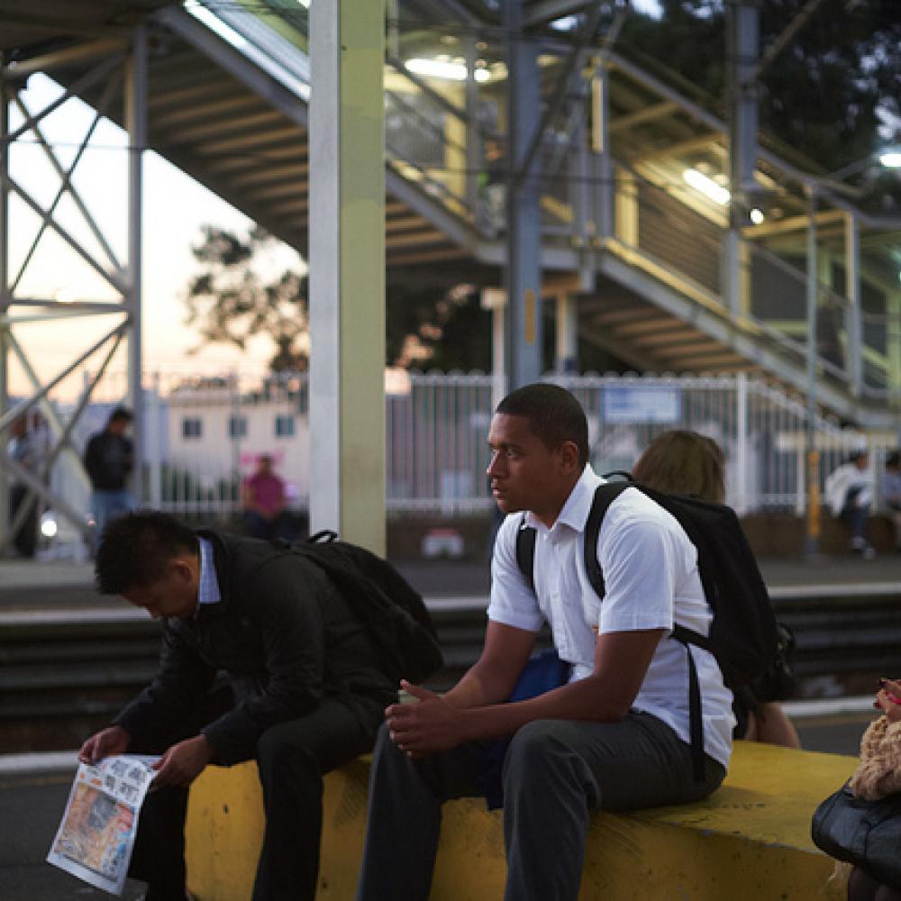 Trainstation with students