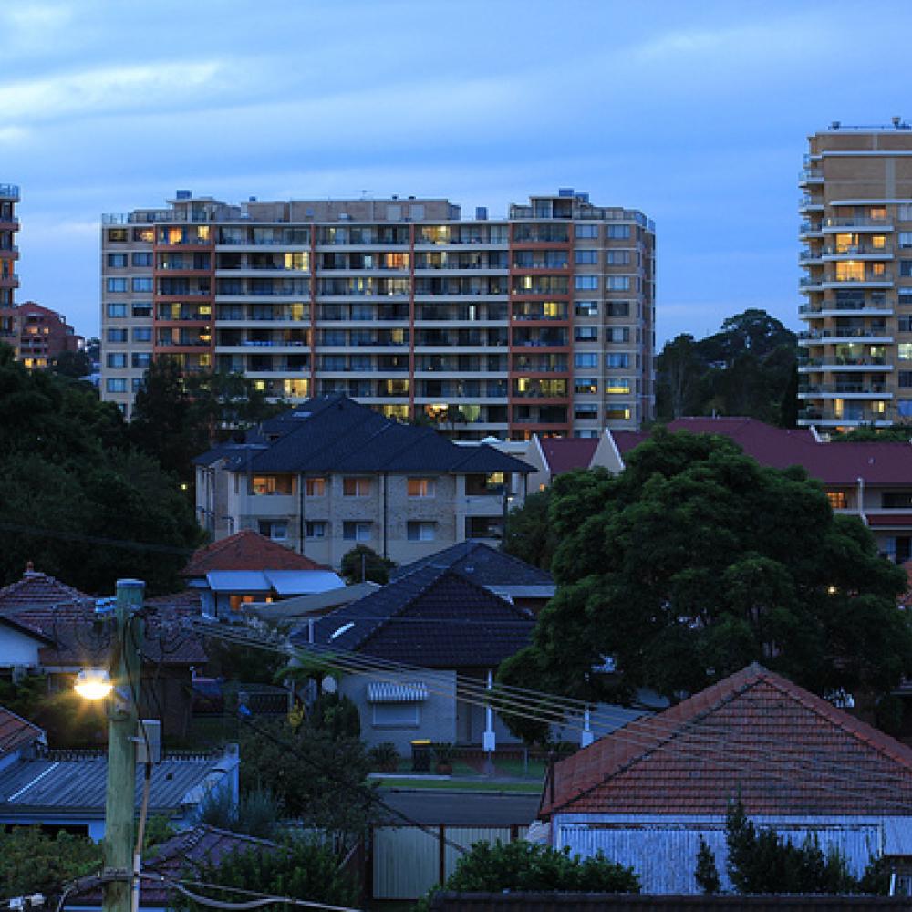 Apartments at night