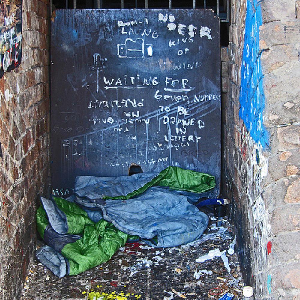 Homeless person sleeping area