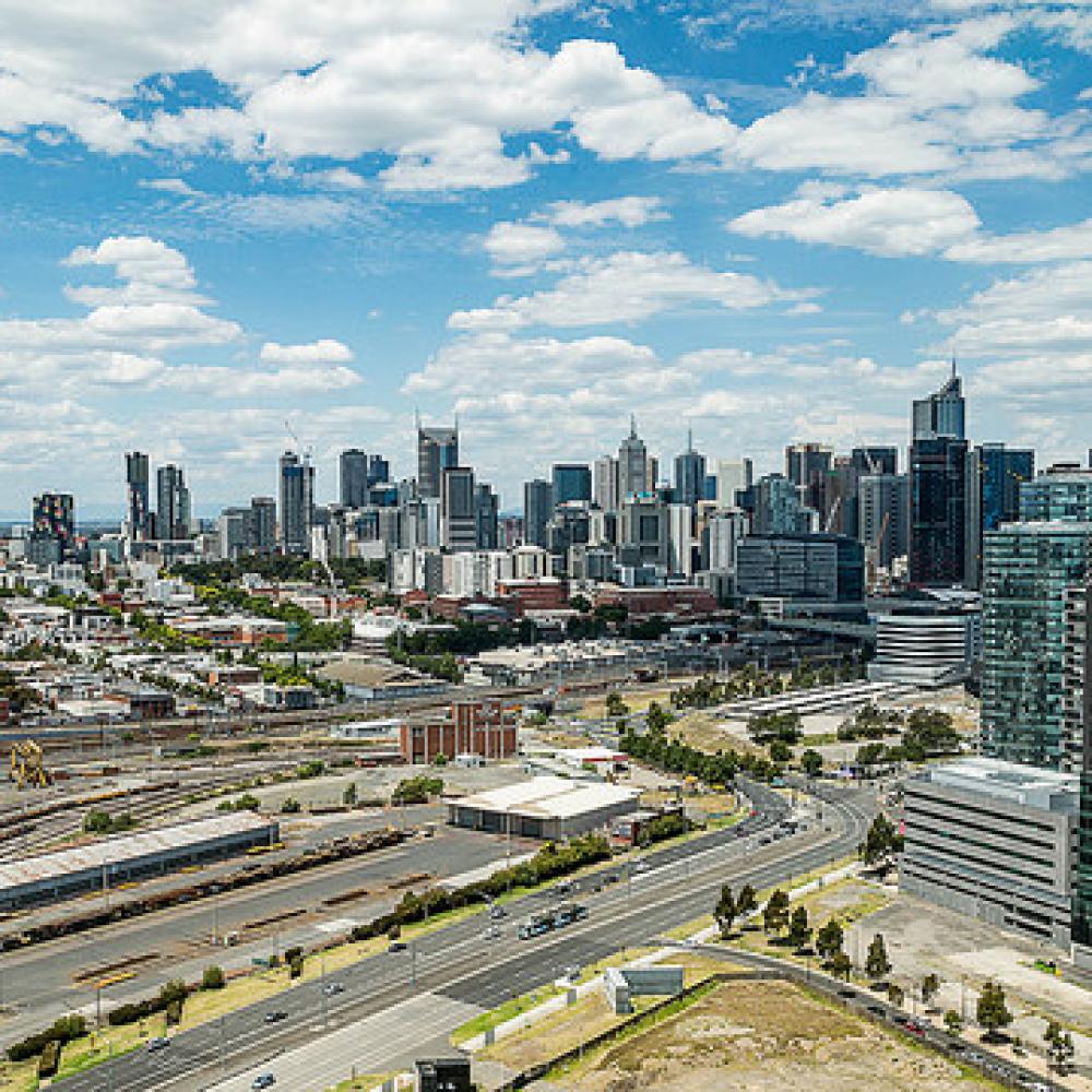 Highway leading into a city
