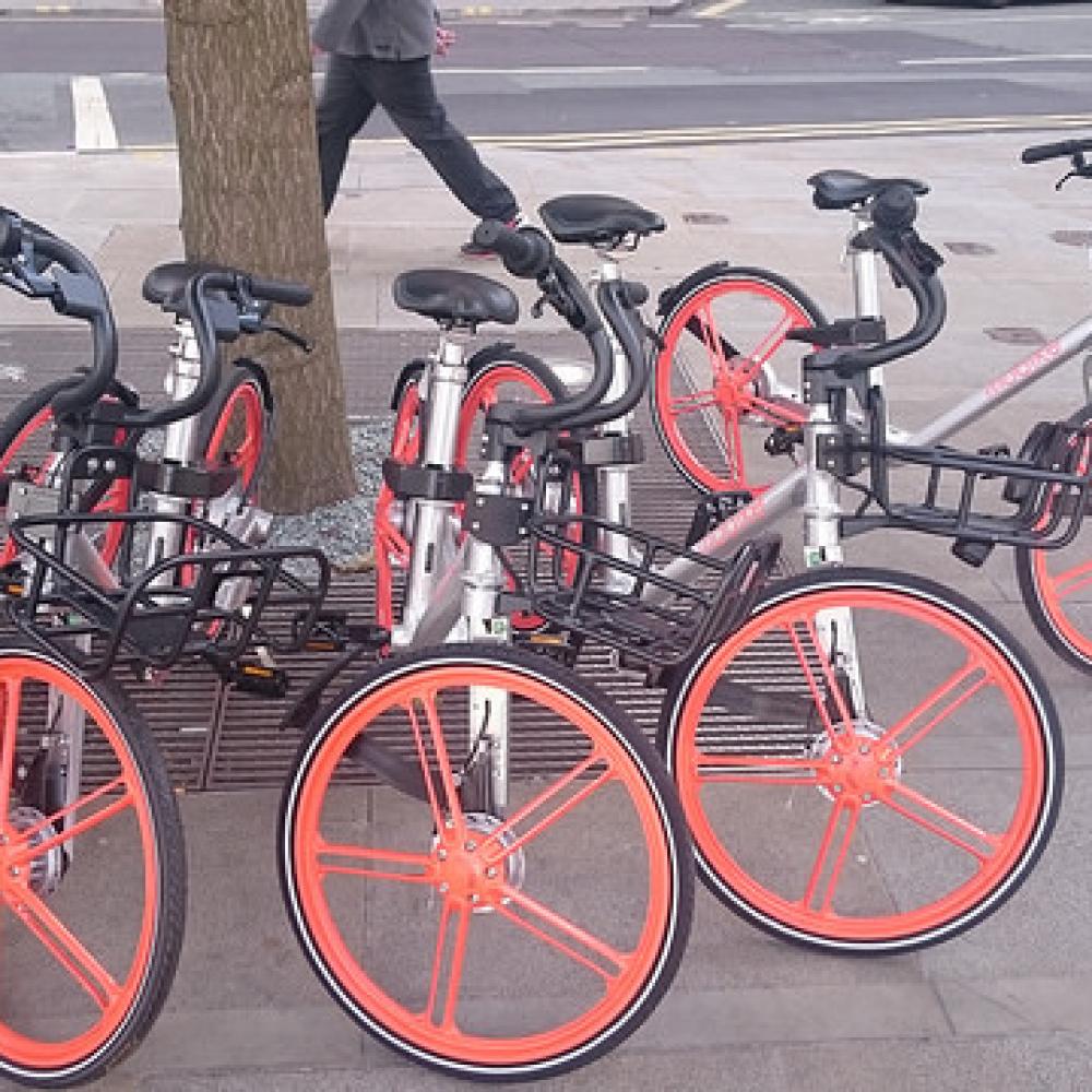 Hire bikes on the footpath