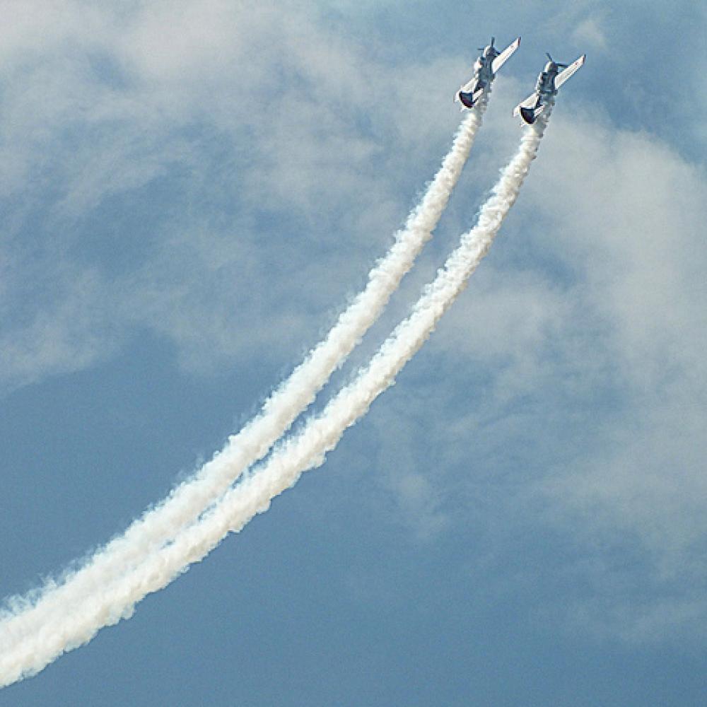 Two planes flying