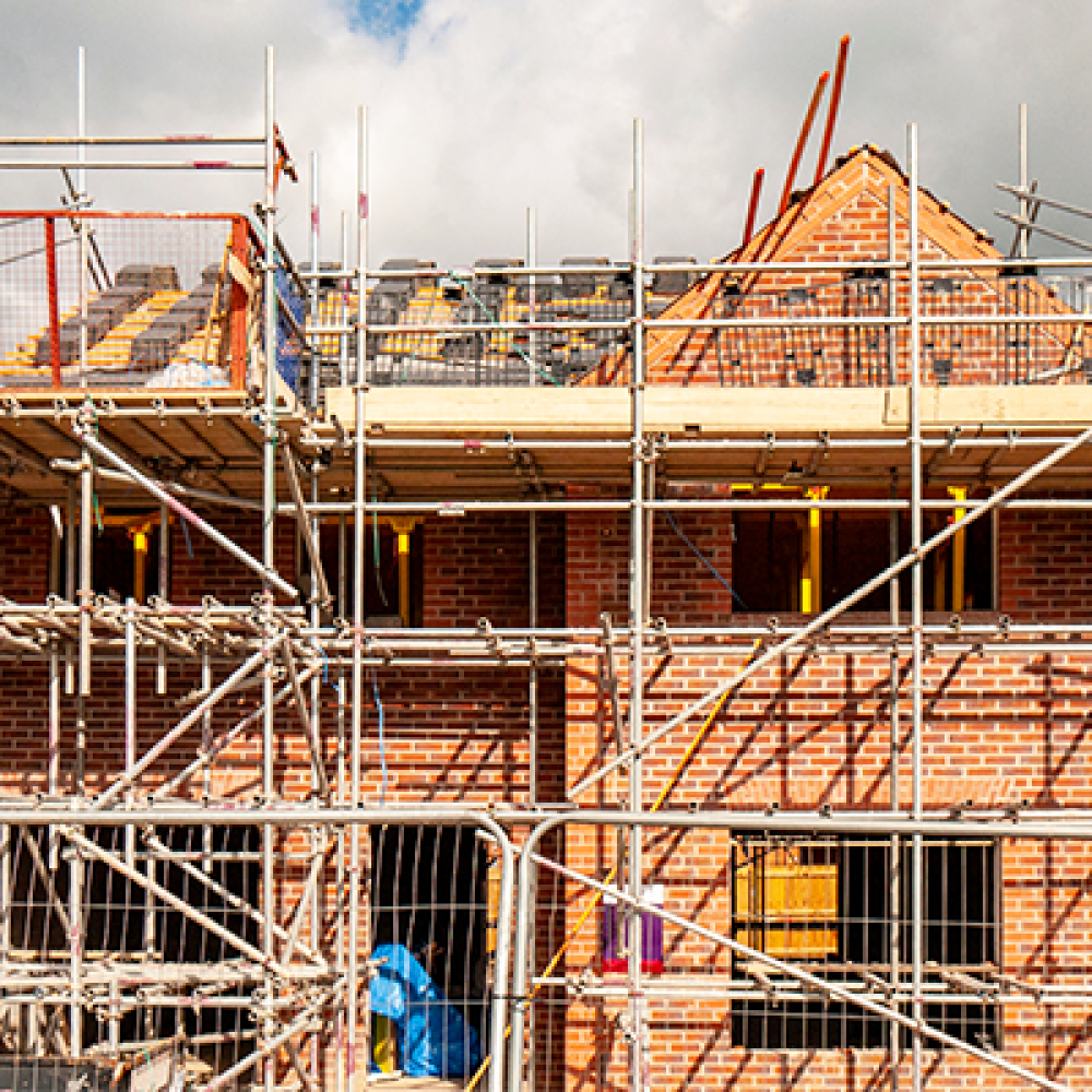 Scafolding around a house being build