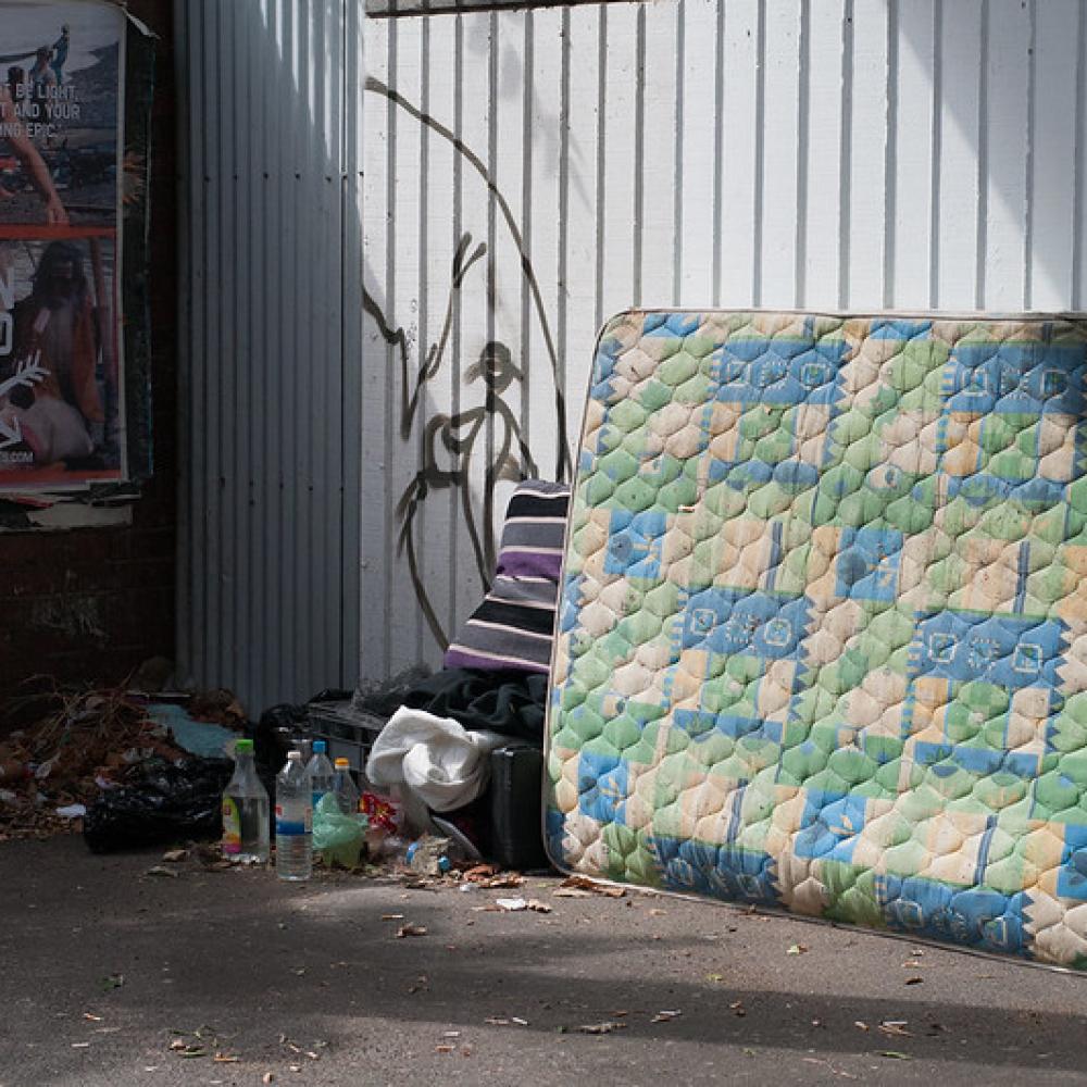 Homeless person sleeping area