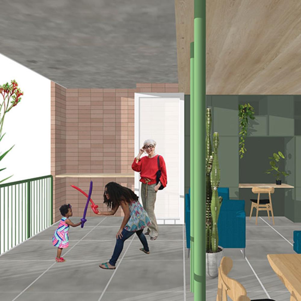 Wide and spacious apartments feature front porches, views to a communal garden, access to natural light and air flow. Source: Spacecraft Architects Used with permission
