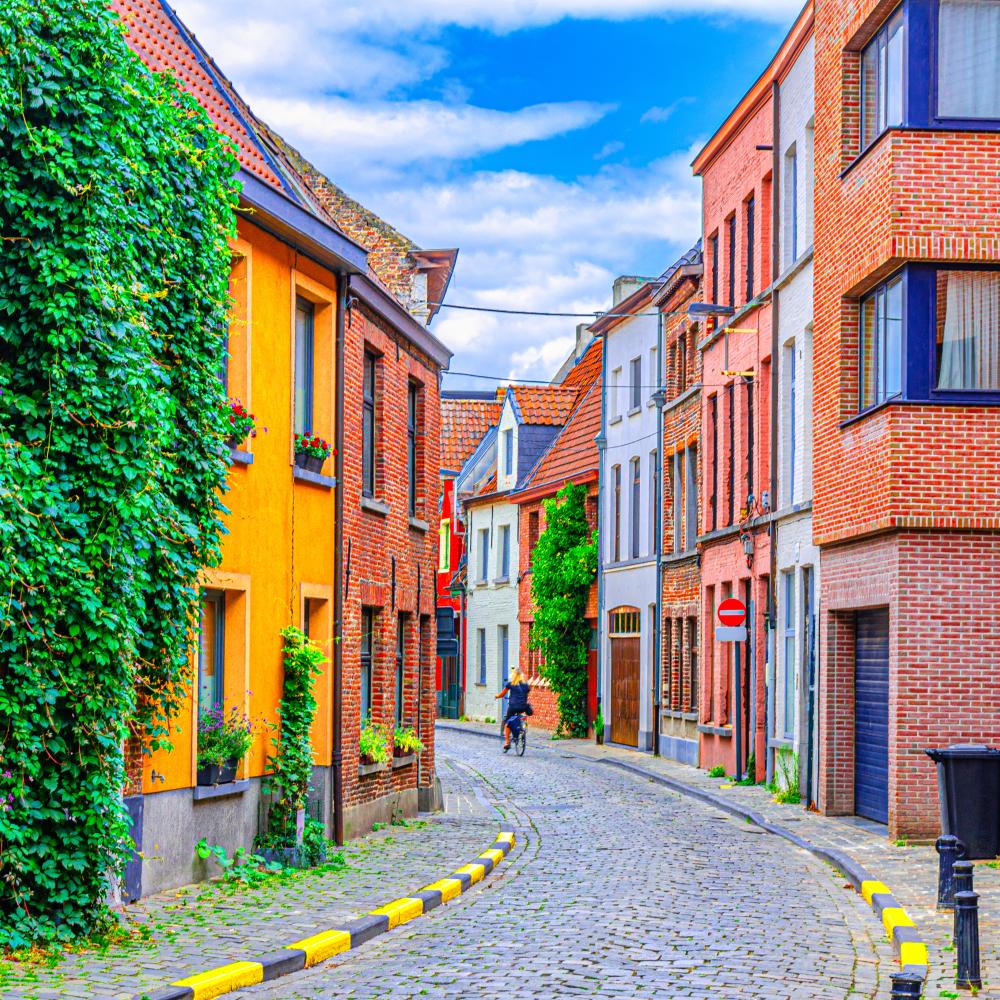 Houses on a street in Belgium