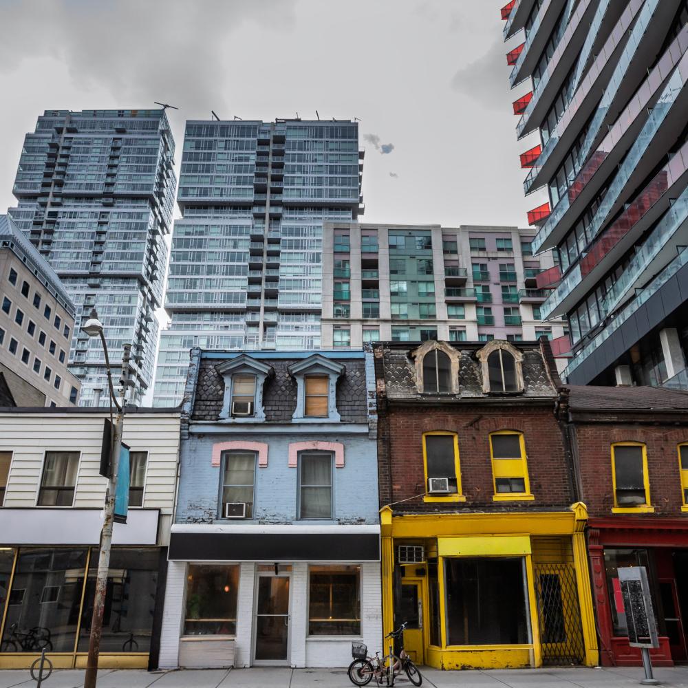 Houses and apartments in Toronto, Canada.